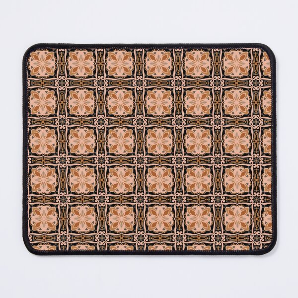 Item preview, Vintage Art Deco Floral Tile Pattern – Elegant Peach & Terracotta on Black designed and sold by Rukhscreations.