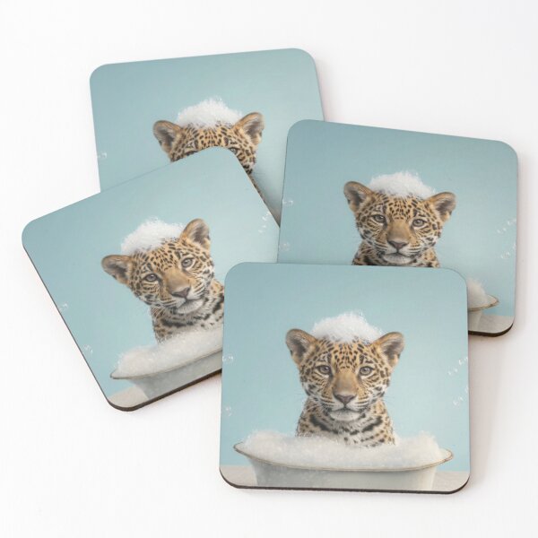 Item preview, Baby Jaguar Bubble Bath Cute Nursery Bathroom Wall Art designed and sold by LazyOwlStore.