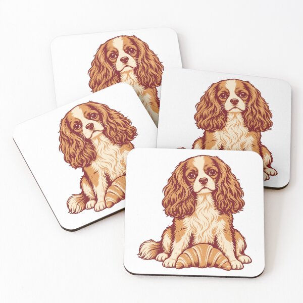 Item preview, Croissant Cavalier King Charles Spaniel – Vintage Bakery Dog Art designed and sold by Jaani-T.