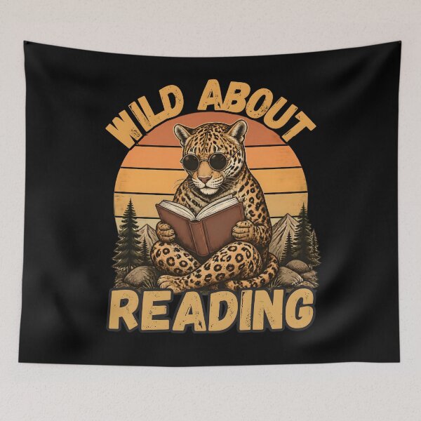 Item preview, Vintage Wild About Reading Cheetah Mountain Library Humor Gift designed and sold by LeSoniPapaPrint.
