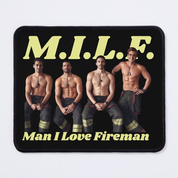 Item preview, M.I.L.F. Man I Love Fireman Funny Retro Graphic designed and sold by MythForgeBrand.
