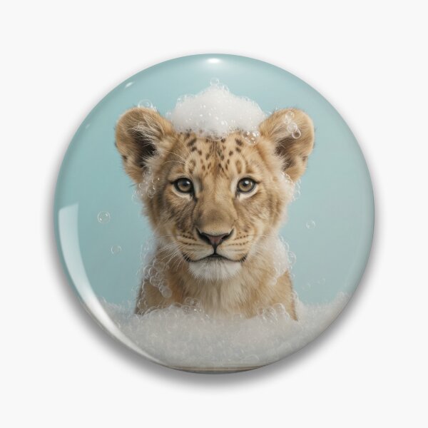 Item preview, Baby Lion Cub Bubble Bath Cute Nursery Bathroom Wall Art designed and sold by LazyOwlStore.