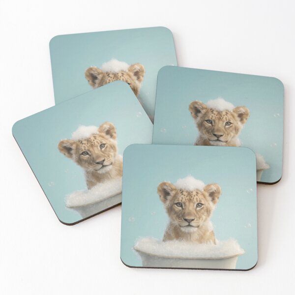 Item preview, Baby Lion Cub Bubble Bath Cute Nursery Bathroom Wall Art designed and sold by LazyOwlStore.