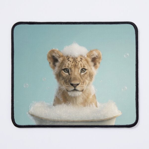 Item preview, Baby Lion Cub Bubble Bath Cute Nursery Bathroom Wall Art designed and sold by LazyOwlStore.