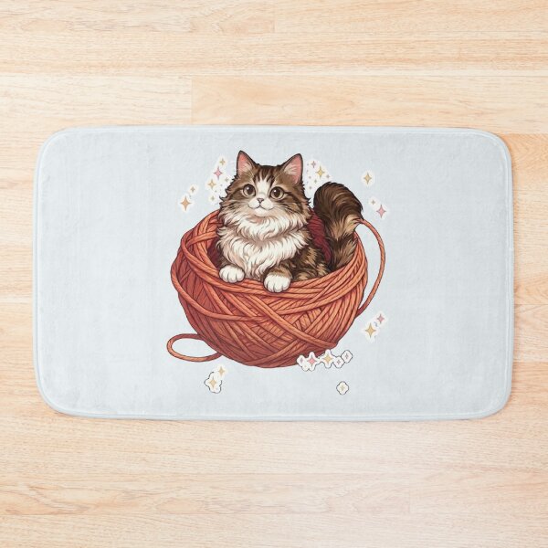 Item preview, Cute Fluffy Cat in Yarn Ball - Knitting & Crochet Kitty Art designed and sold by PetalsPaws.