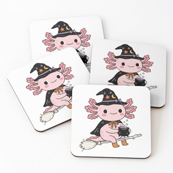 Item preview, Cute Witchy Axolotl Halloween Broom Cauldron designed and sold by SayMaria.