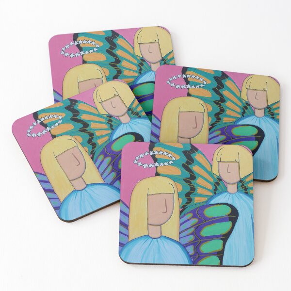 Item preview, Butterfly Angels — Whimsical Faceless Figures with Flower Halos designed and sold by WonderwildArt.
