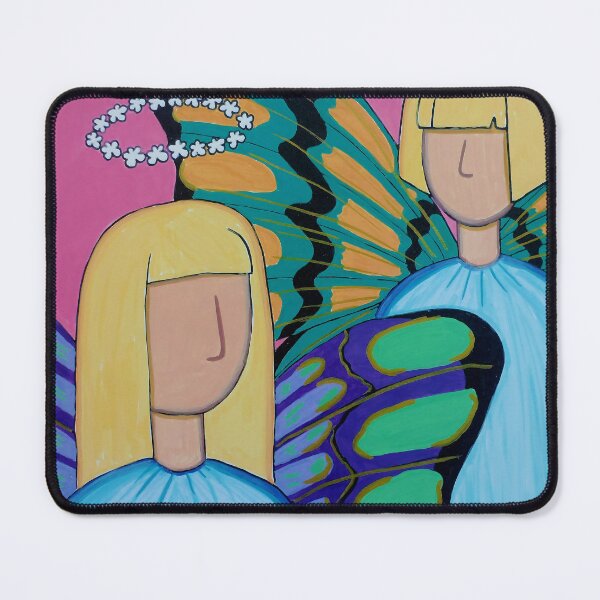 Item preview, Butterfly Angels — Whimsical Faceless Figures with Flower Halos designed and sold by WonderwildArt.