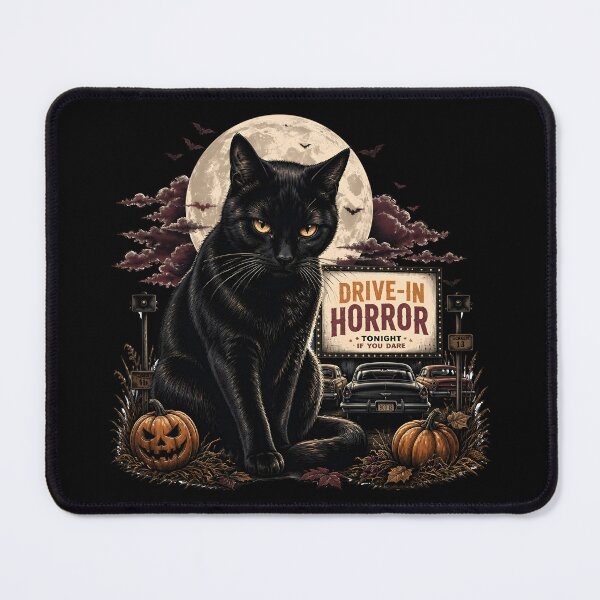 Item preview, Drive-In Black Cat Retro Halloween Poster Halloween designed and sold by RoyesButler.