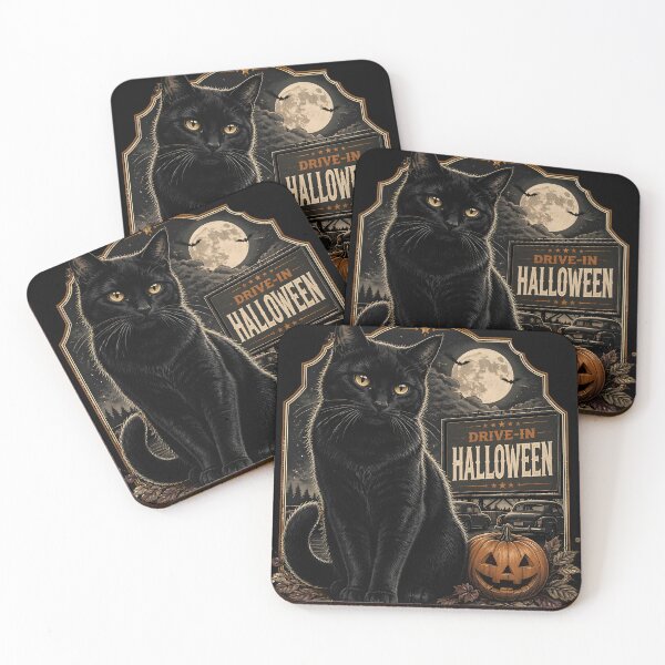 Item preview, Drive-In Black Cat Gothic Folk Illustration Halloween designed and sold by RoyesButler.