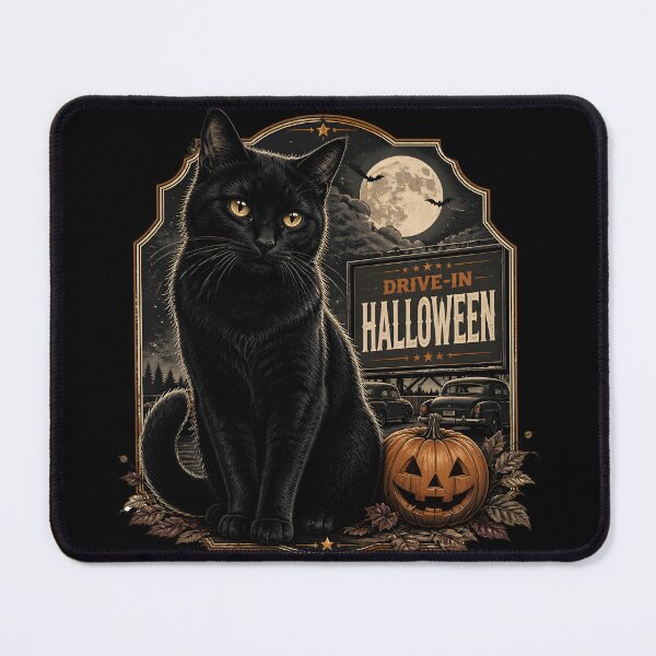 Item preview, Drive-In Black Cat Gothic Folk Illustration Halloween designed and sold by RoyesButler.