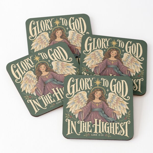 Item preview, Glory to God in the Highest Luke 2:14 Christian Christmas Angel Vintage Faith Art designed and sold by SezzyDesigns.
