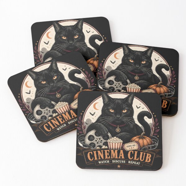 Item preview, Black Cat Cinema Club Gothic Folk Illustration Halloween designed and sold by RoyesButler.