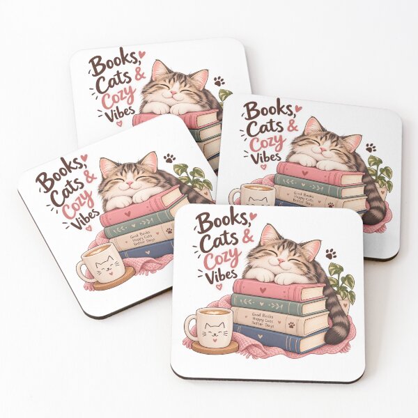 Item preview, Cozy Cat Coffee & Books – Powered by Coffee & Cattitude designed and sold by Mellow paws Designs.