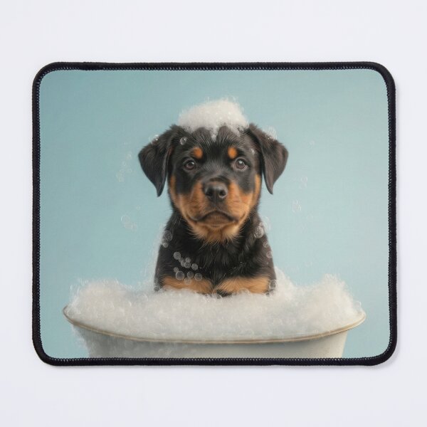 Item preview, Baby Rottweiler Bubble Bath Cute Nursery Bathroom Wall Art designed and sold by LazyOwlStore.