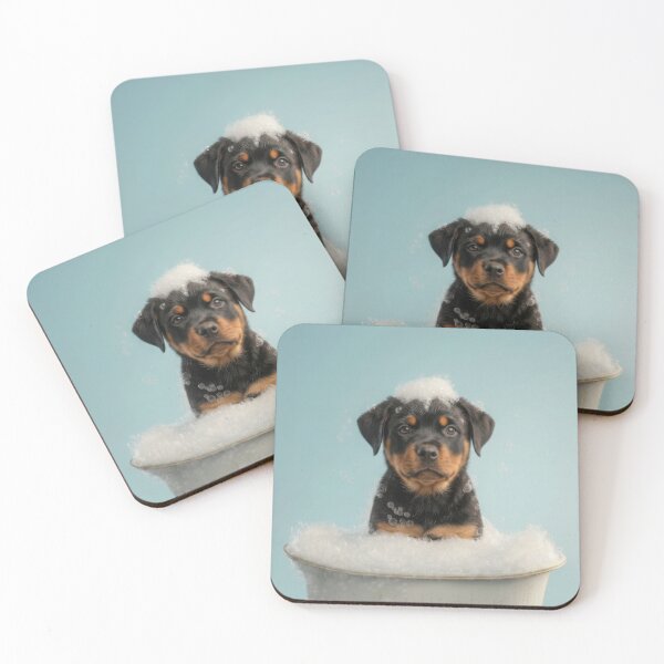 Item preview, Baby Rottweiler Bubble Bath Cute Nursery Bathroom Wall Art designed and sold by LazyOwlStore.