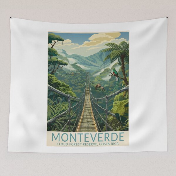 Item preview, Monteverde Costa Rica Cloud Forest Reserve Original Custom Vintage Poster Wall Art Design Pillow Gift designed and sold by Cool Robot Bro..