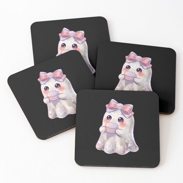 Item preview, Cute Kawaii Ghost Eating a French Macaron Design / Halloween / Cafe / Ghosts / Foodie / Sweet / T-shirts mugs stickers phone case hardcover journal poster designed and sold by TeenLake.
