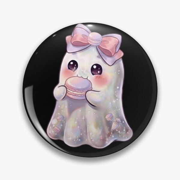 Item preview, Cute Kawaii Ghost Eating a French Macaron Design / Halloween / Cafe / Ghosts / Foodie / Sweet / T-shirts mugs stickers phone case hardcover journal poster designed and sold by TeenLake.