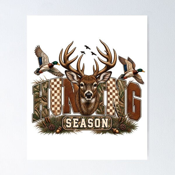 Item preview, Hunting Season Retro Deer Head Camo Duck Graphic designed and sold by VGAfanatic.