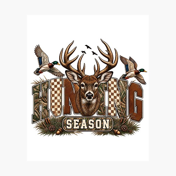 Item preview, Hunting Season Retro Deer Head Camo Duck Graphic designed and sold by VGAfanatic.