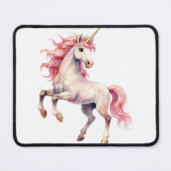 Item preview, Prancing pink unicorn - majestic watercolor fantasy art designed and sold by WildArtIT.