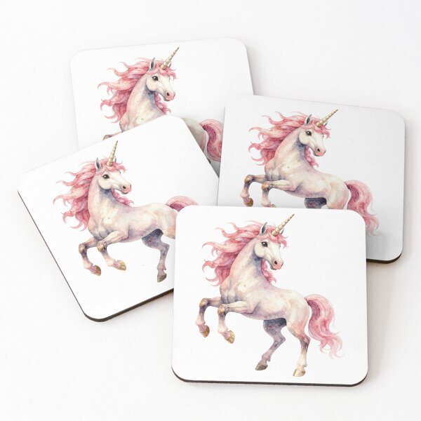 Item preview, Prancing pink unicorn - majestic watercolor fantasy art designed and sold by WildArtIT.