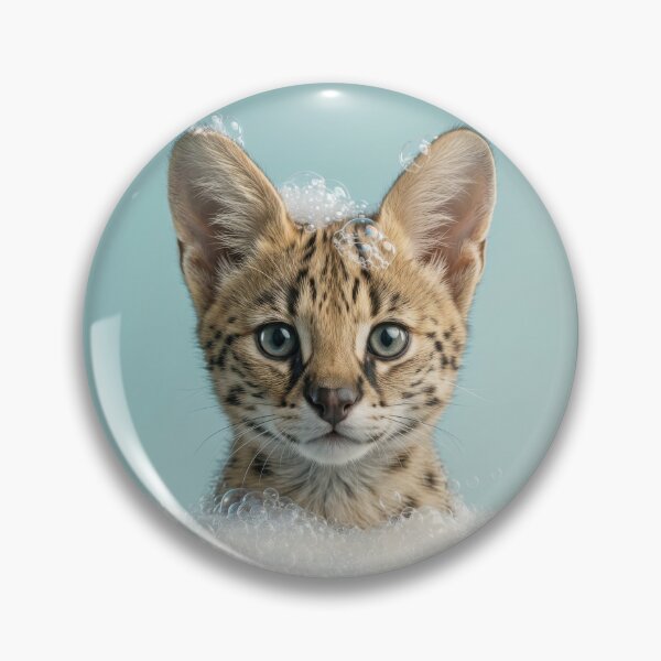 Item preview, Baby Serval Bubble Bath Cute Nursery Bathroom Wall Art designed and sold by LazyOwlStore.