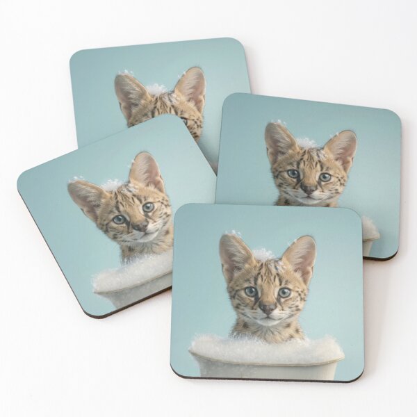 Item preview, Baby Serval Bubble Bath Cute Nursery Bathroom Wall Art designed and sold by LazyOwlStore.