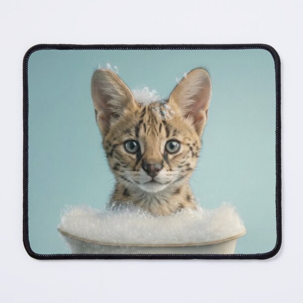 Item preview, Baby Serval Bubble Bath Cute Nursery Bathroom Wall Art designed and sold by LazyOwlStore.