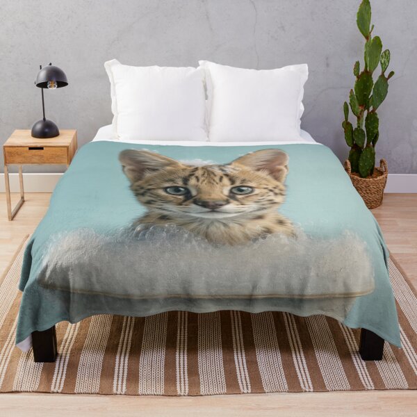 Item preview, Baby Serval Bubble Bath Cute Nursery Bathroom Wall Art designed and sold by LazyOwlStore.
