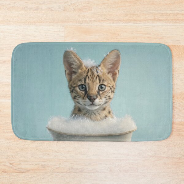 Item preview, Baby Serval Bubble Bath Cute Nursery Bathroom Wall Art designed and sold by LazyOwlStore.