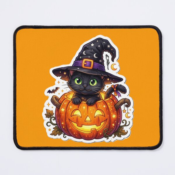 Item preview, Cute Black Cat in Halloween Pumpkin Witch Sticker designed and sold by MEGA BAZAAR.