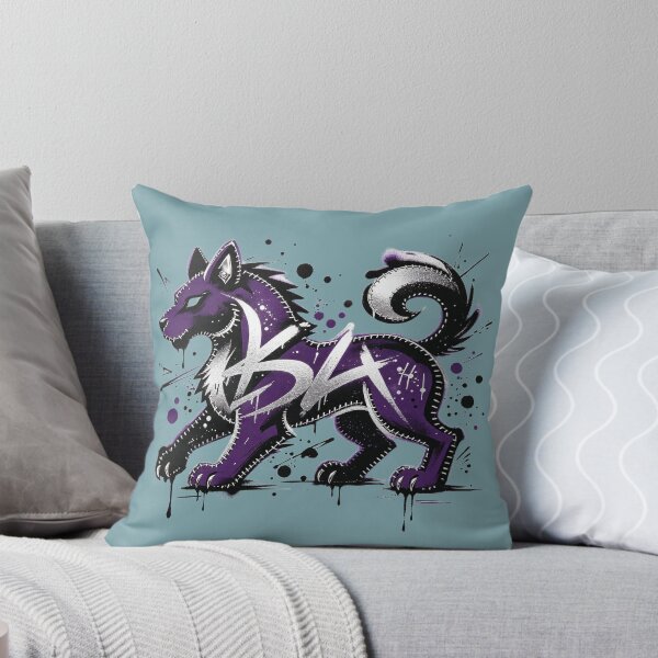 Item preview, Purple graffiti-style wolf with silver details and stitching designed and sold by mixoubraw.