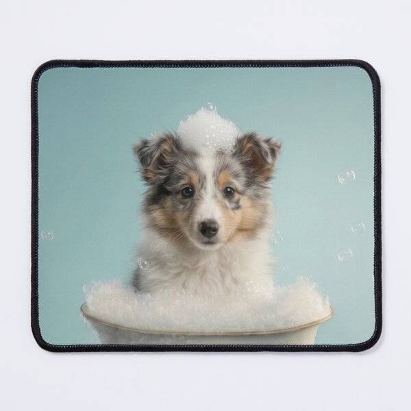 Item preview, Baby Shetland Sheepdog Bubble Bath Cute Nursery Wall Art designed and sold by LazyOwlStore.
