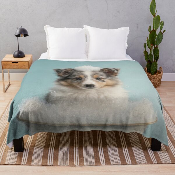 Item preview, Baby Shetland Sheepdog Bubble Bath Cute Nursery Wall Art designed and sold by LazyOwlStore.
