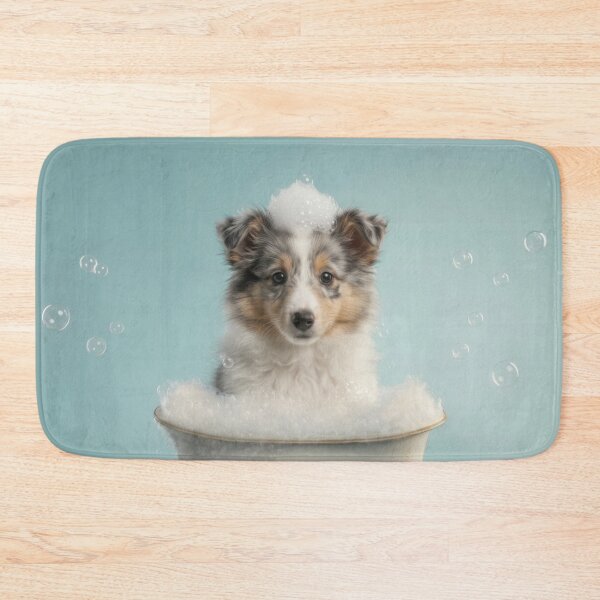 Item preview, Baby Shetland Sheepdog Bubble Bath Cute Nursery Wall Art designed and sold by LazyOwlStore.