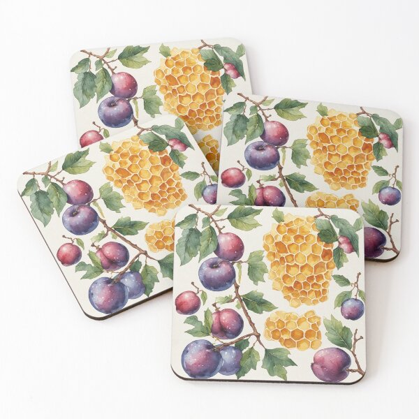 Item preview, Plums and Honeycomb – Watercolor Botanical Illustration designed and sold by HalfhillBooks.