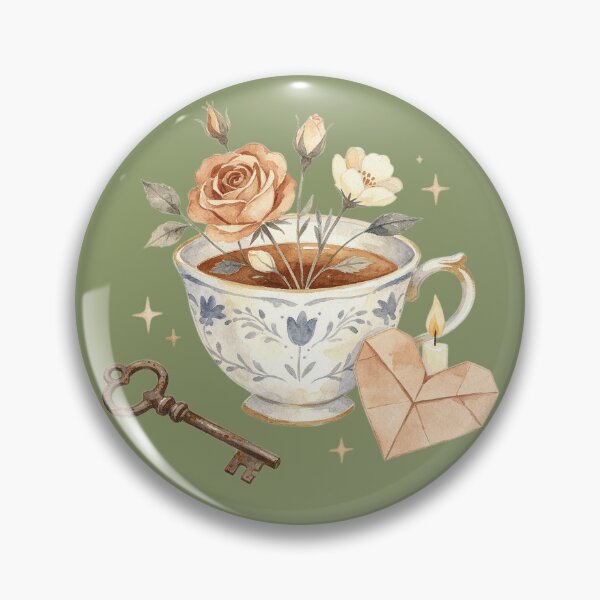 Item preview, Teacup with roses, antique key and letter heart designed and sold by mixoubraw.