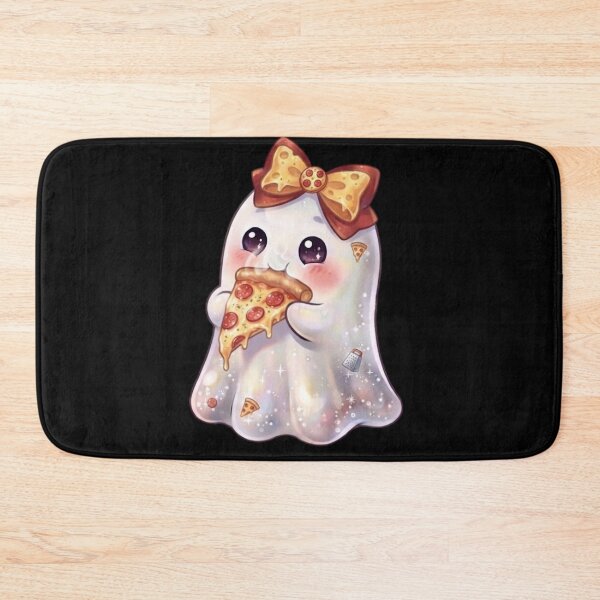 Item preview, Cute Kawaii Ghost Eating a Pepperoni Cheesy Pizza Slice Design / Halloween / Ghosts / Foodie / T-shirts mugs stickers phone case hardcover journal poster designed and sold by TeenLake.