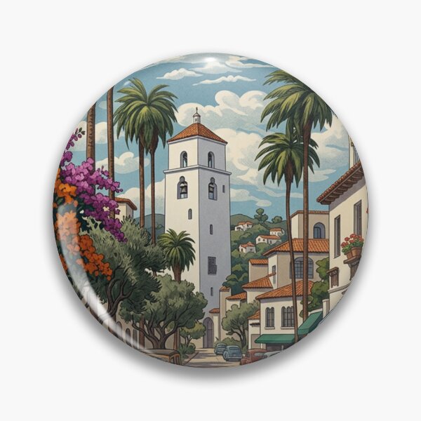 Item preview, Santa Barbara California Original Custom Vintage Poster Wall Art Design Pillow Gift designed and sold by Cool Robot Bro..