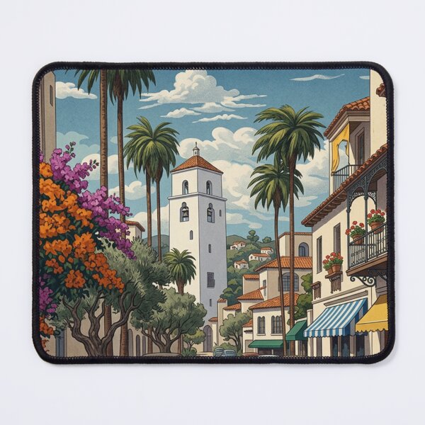 Item preview, Santa Barbara California Original Custom Vintage Poster Wall Art Design Pillow Gift designed and sold by Cool Robot Bro..