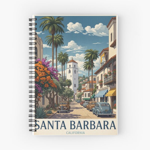 Item preview, Santa Barbara California Original Custom Vintage Poster Wall Art Design Pillow Gift designed and sold by Cool Robot Bro..