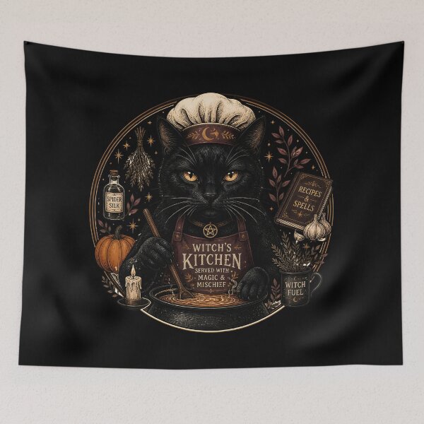 Item preview, Witchy Chef Cat Gothic Folk Illustration Halloween designed and sold by LiviuGligoros.