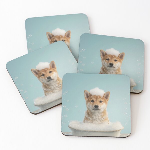 Item preview, Baby Shiba Inu Bubble Bath Cute Nursery Bathroom Wall Art designed and sold by LazyOwlStore.