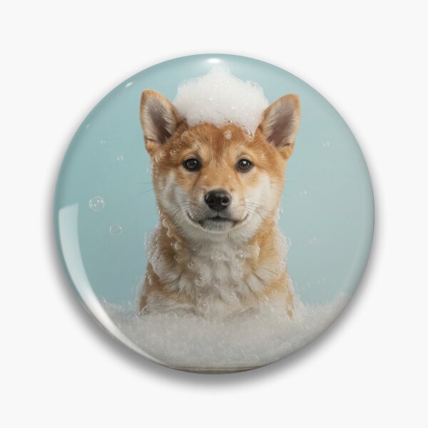 Item preview, Baby Shiba Inu Bubble Bath Cute Nursery Bathroom Wall Art designed and sold by LazyOwlStore.