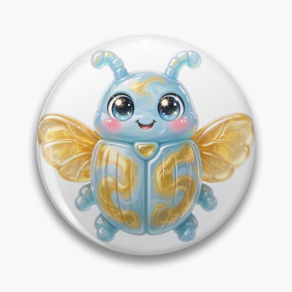 Item preview, Cute Jelly Winged Scarab Beetle | Translucent Blue & Gold Scarab with Eyes | Egyptian Rebirth Charm Clip Art designed and sold by HoMya.
