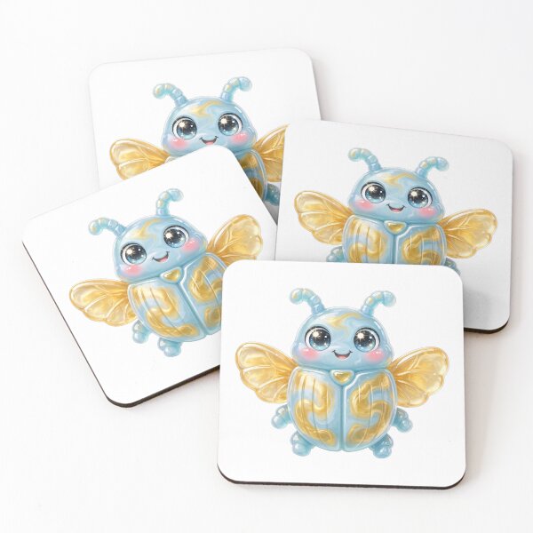 Item preview, Cute Jelly Winged Scarab Beetle | Translucent Blue & Gold Scarab with Eyes | Egyptian Rebirth Charm Clip Art designed and sold by HoMya.