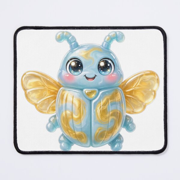 Item preview, Cute Jelly Winged Scarab Beetle | Translucent Blue & Gold Scarab with Eyes | Egyptian Rebirth Charm Clip Art designed and sold by HoMya.