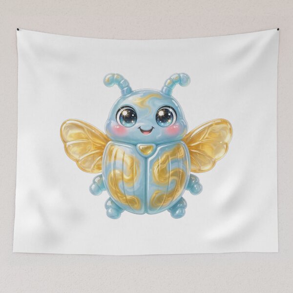 Item preview, Cute Jelly Winged Scarab Beetle | Translucent Blue & Gold Scarab with Eyes | Egyptian Rebirth Charm Clip Art designed and sold by HoMya.